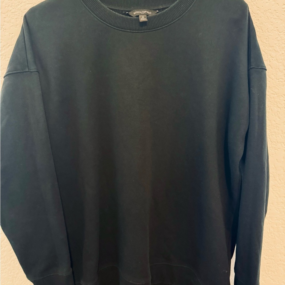 Banana Republic Black Fleece Crew Neck Sweatshirt Size Medium